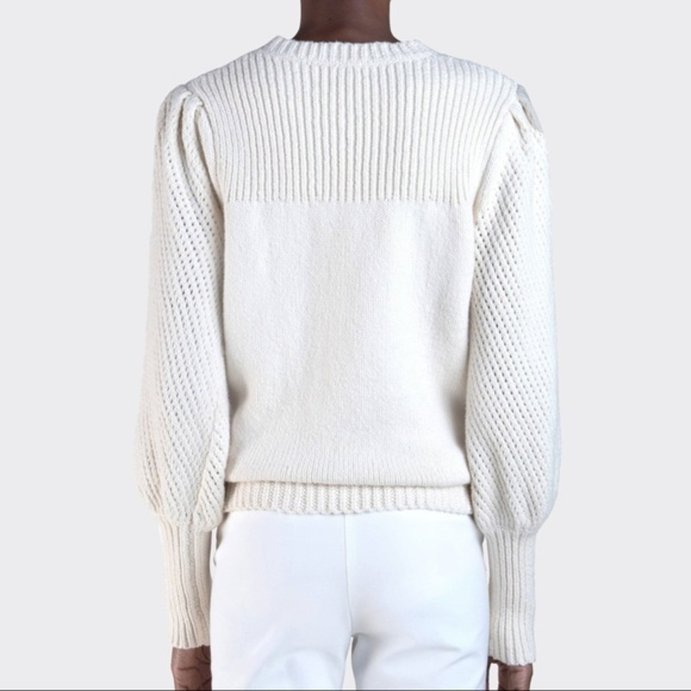 DEREK LAM 10 CROSBY Ella Puff Sleeve Sweater Ivory - Picture 2 of 11